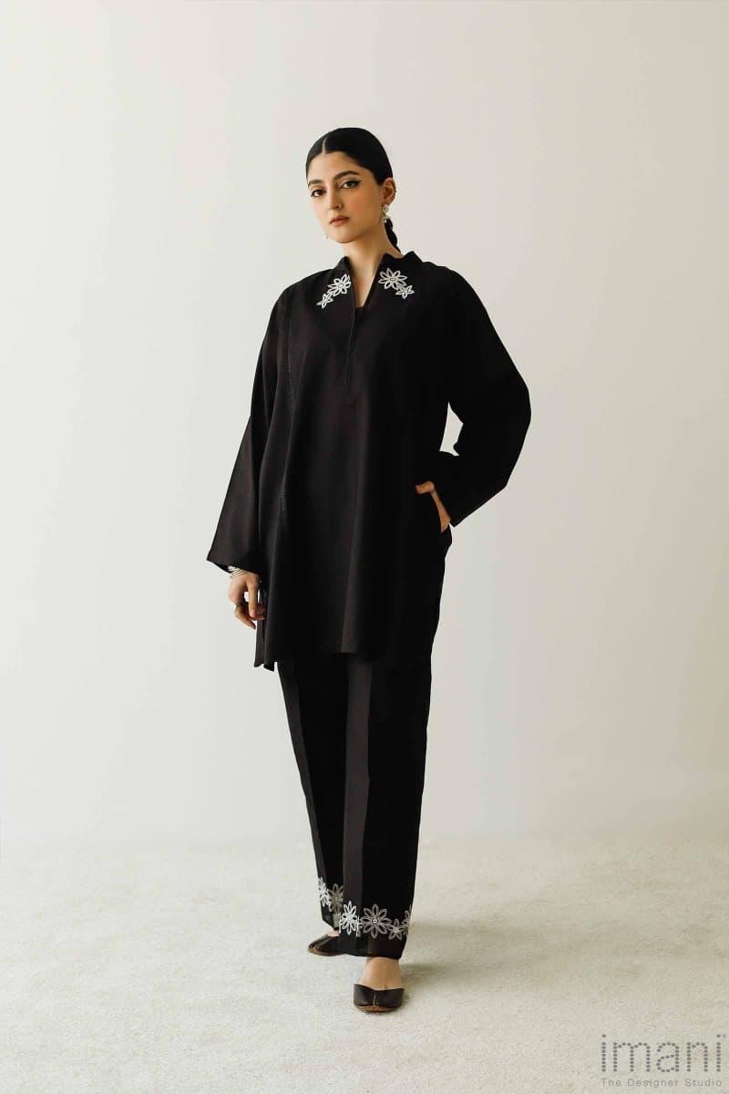Zara Shahjahan 2Pcs Basic Kurta/ Trousers Zsblk-2329W-Black