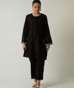Zara Shahjahan 2Pcs Basic Kurta/Trousers Zsblk-2339-Black 16 B039C Imanistudio.com