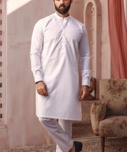2pcs Mens Kameez Shalwar Trousers Wasf IMIST04A-WHITE