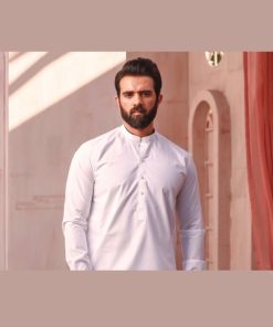 2Pcs Mens Kameez Shalwar Trousers Wasf Imist04A-White 4 Ist 04 Wht Imanistudio.com