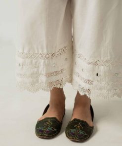 Zara Shahjahan 2Pcs Basic Kurta/ Culottes Zsblk-2322Jbw 16 Zara Shahjahan Cambric Culottes Off-White Zsztr-2303Ow