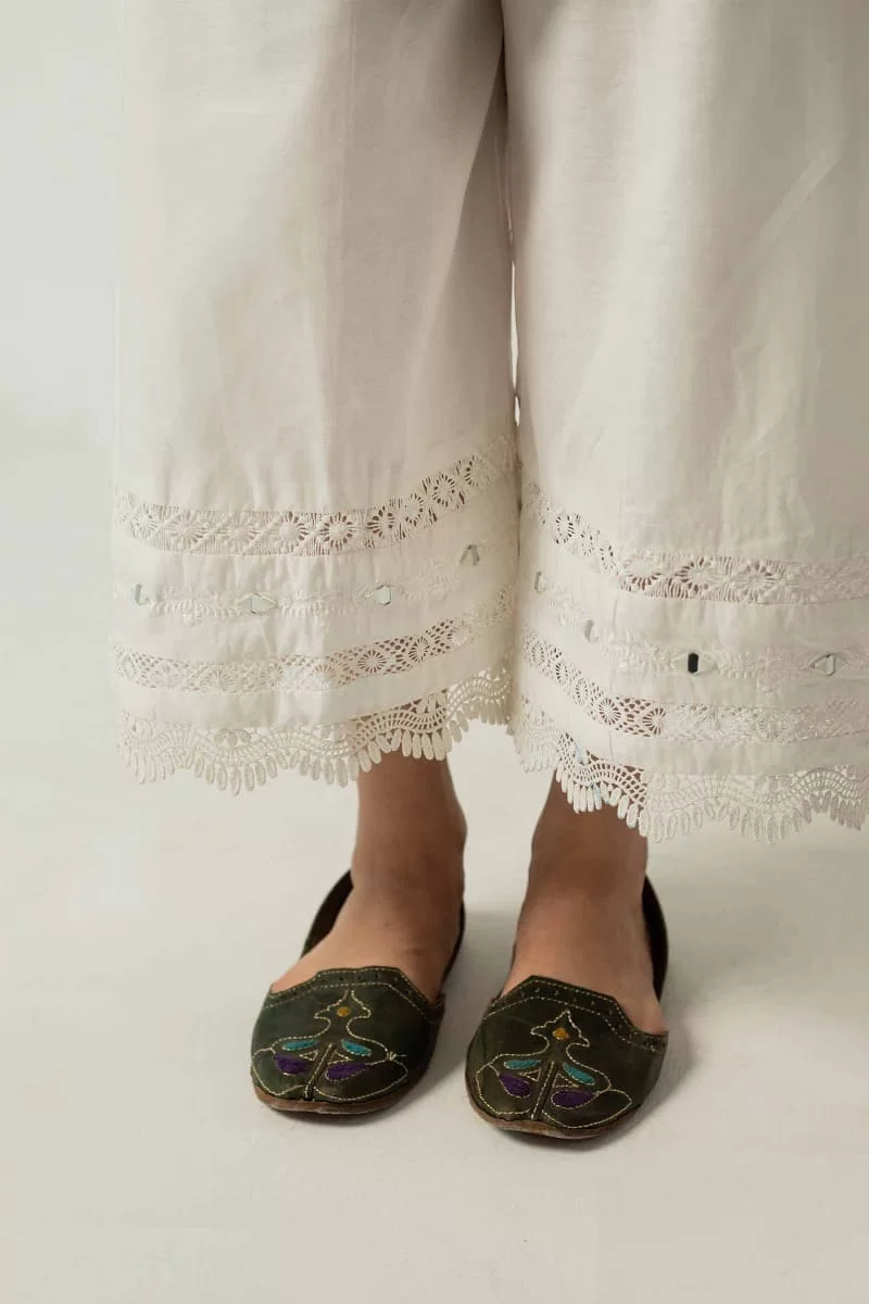 Zara Shahjahan Cambric Culottes Off-White Zsztr-2303Ow