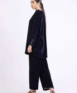 2Pcs Casual Wear Velvet Co-Ord Set Navy Blue Mb-W2381Nb 8 Mb W23 81 Deepbluec Imanistudio.com