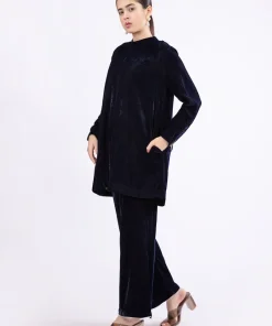 2Pcs Casual Wear Co-Ord Set Navy Blue MB-W2381NB
