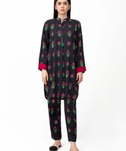 2Pcs Casual Wear Co-Ord Set Black Print MB-W23128BP