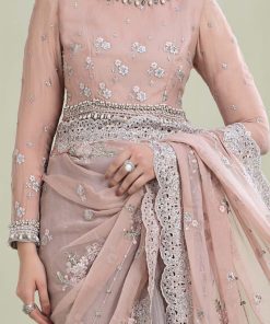 Maria.b Chiffon Evening Wear Peach&Amp;Grey Saree Mbmcs-1505Pg 9 Mcs 23105D Imanistudio.com
