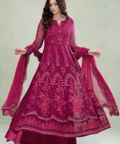 Maria.b Chiffon Evening Wear Magenta Outfit Mbmcs-2307Mt 10 Mcs 23107D Imanistudio.com