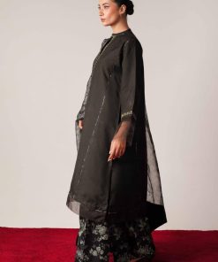 Zara Shahjahan Raw Silk Suit Zszc-1921Gblack 8 Zc 1921E Imanistudio.com