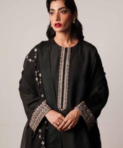 Zara Shahjahan Raw Silk Suit Zszc-1925Wblack 12 Zc 1925A Imanistudio.com 1