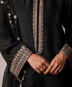 Zara Shahjahan Raw Silk Suit Zszc-1925Wblack 10 Zc 1925C Imanistudio.com 1