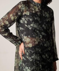 Zara Shahjahan Chiffon Georgette Suit Zszc-1927 Blk Floral 8 Zc 1927C Imanistudio.com