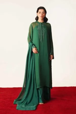 Zara Shahjahan Chiffon Georgette Suit ZSZC-1929Green