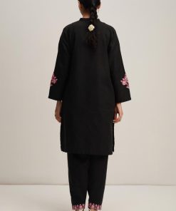Zara Shahjahan Basic 2Pcs Kurta Co-Ord Set Zszkt-1253Black 14 Zkt 1253F Imanistudio.com