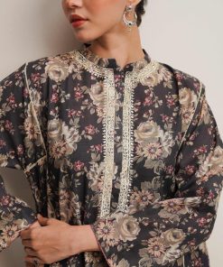 Zara Shahjahan 2Pcs Basic Kurta Co-Ord Set Zszkt-1257Black Floral 8 Zkt 1257B Imanistudio.com