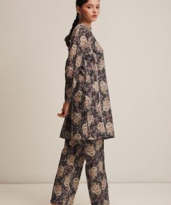 Zara Shahjahan 2Pcs Basic Kurta Co-Ord Set Zszkt-1257Black Floral 9 Zkt 1257C Imanistudio.com
