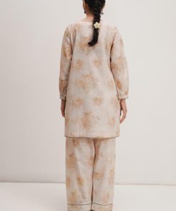 Zara Shahjahan 2Pcs Basic Kurta Suit Zszkt-1258 Cream Floral 10 Zkt 1258D Imanistudio.com