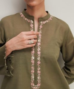 Zara Shahjahan 2Pcs Basic Kurta Co-Ord Set Zszkt-1258Olive Green 8 Zkt 1259A Imanistudio.com