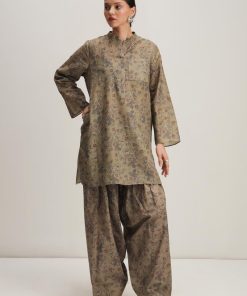 Zara Shahjahan 2Pcs Basic Kurta Suit ZSZKT-1260Olive Floral