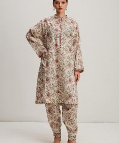 Zara Shahjahan Basic Kurta Co-Ord Set Zszkt-1261Wht Floral 6 Zara Shahjahan 2Pcs Basic Kurta Suit Zszkt-1261Wht Floral
