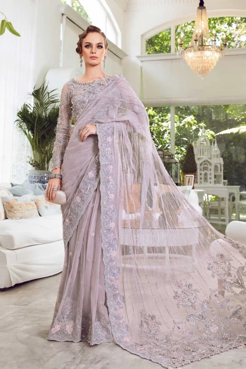 Luxury Couture Wedding Wear Lilac Saree Mbmc-23806Lp