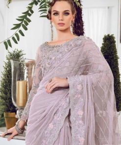 Luxury Couture Wedding Wear Lilac Saree Mbmc-23806Lp 11 Mc 806C Imanistudio.com