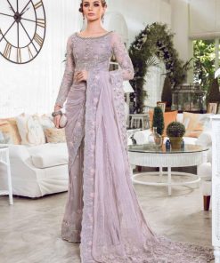 Luxury Couture Wedding Wear Lilac Saree Mbmc-23806Lp 10 Mc 806E Imanistudio.com