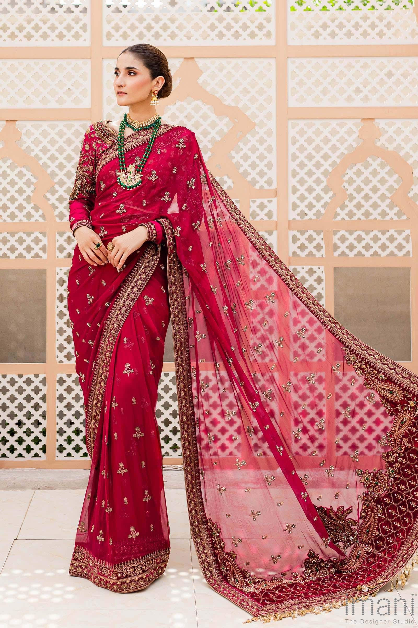 Maria b red store saree