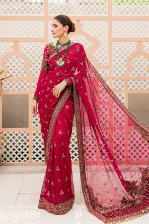Maria B Couture Wedding Wear Pomegranate Red Saree Mbmc-23911Pr