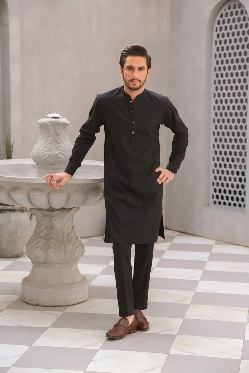Mens Shalwar Kameez Cordoba-Black Suit Imist-2349Cb