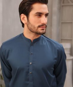 Cordoba-Teal Blue 2Pcs Cotton Kameez Shalwar Trousers- Imist2349-Tb 14 Cardoba Tealf Imanistudio.com