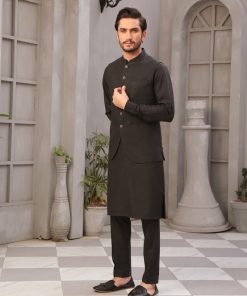 Mens Waistcoat Markhor Sleeveless Blazer Imist-2048 Charcoal 9 Markhor Charcoala Imanistudio.com