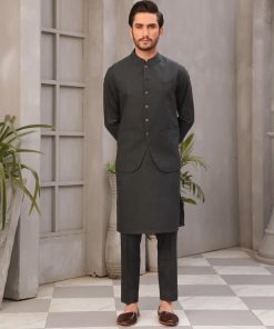 Mens Waistcoat Markhor Sleeveless Blazer Imist-2048Gunmetal 7 Mens Shalwar Kameez Trousers 2Pcs Suit Markhor- Gun Metal Imist-2348Gm