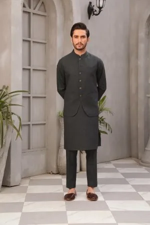Mens Shalwar Kameez Trousers 2Pcs Suit Markhor- Gun Metal Imist-2348Gm
