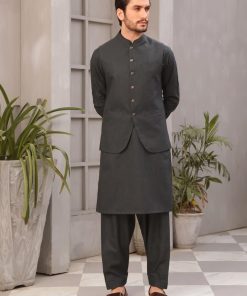 Mens Waistcoat Markhor Sleeveless Blazer Imist-2048Gunmetal 8 Mens Shalwar Kameez Trousers 2Pcs Suit Markhor- Gun Metal Imist-2348Gm