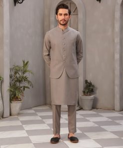Mens Waistcoat Markhor Sleeveless Blazer Imist-2048Moonrock 7 Mens Shalwar Kameez Trousers 2Pcs Suit Markhor- Moon Rock Imist-2348Mr