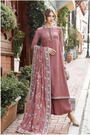 Luxury Pret Tea Pink Linen Embroidered Suit Mbdw-W2474Tp