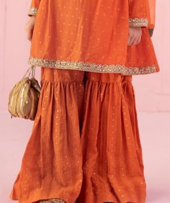 Mariab Orange Embroidered Jacquard Gharara Suit Mbkd-Ef2416Or 13 Mkd Ef2416Oringeb Imanistudio.com