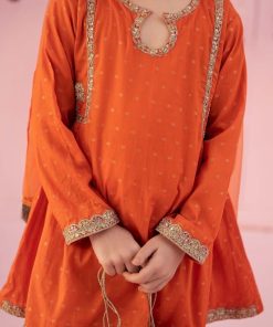 Mariab Orange Embroidered Jacquard Gharara Suit Mbkd-Ef2416Or 11 Mkd Ef2416Oringec Imanistudio.com