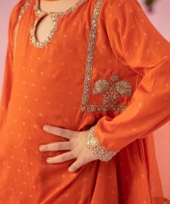Mariab Orange Embroidered Jacquard Gharara Suit Mbkd-Ef2416Or 12 Mkd Ef2416Oringed Imanistudio.com
