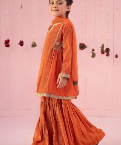 Mariab Orange Embroidered Jacquard Gharara Suit Mbkd-Ef2416Or 9 Mkd Ef2416Oringef Imanistudio.com
