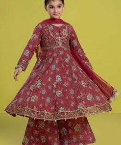 MariaB Cerise Pink Printed & Embroidered Lawn Suit MBKD-EF2432CP