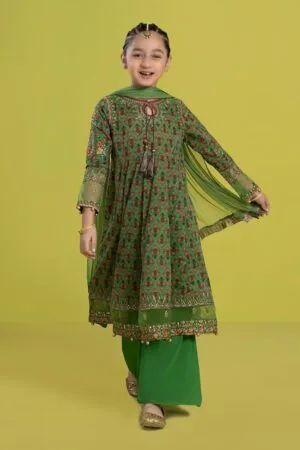 MariaB Forest Green Printed & Embroidered Lawn Suit MBKD-EF2436FG