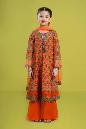 MariaB Orange Printed & Embroidered Lawn Suit MBKD-EF2436OP