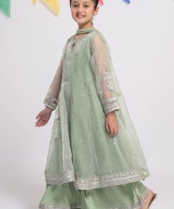 Mariab 3 Piece Embroidered Organza Sharara Set Mbks-Ef2415Lg 9 Mks Ef2415Greenf Imanistudio.com