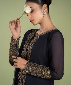 Mariab Navy Blue Paper Cotton &Amp; Broshia Jacquard Suit Mbdw-Ef24104Nb 10 Dwef 24104Bluea Imanistudio.com