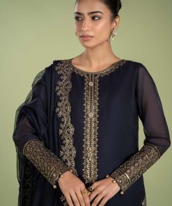 Mariab Navy Blue Paper Cotton &Amp; Broshia Jacquard Suit Mbdw-Ef24104Nb 11 Dwef 24104Blueb Imanistudio.com