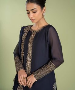 Mariab Navy Blue Paper Cotton &Amp; Broshia Jacquard Suit Mbdw-Ef24104Nb 9 Dwef 24104Bluec Imanistudio.com