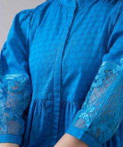 1 Pc Royal Blue Self Pattern Dobby Lawn Dress Mb-Ef24194Rb 10 Mbef 24194Bluec Imanistudio.com