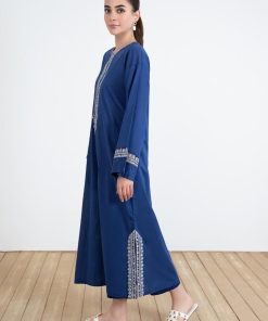 1 Pcs Dark Blue Cotton Lawn Kaftan Mb-Ef2485Db 7 Mbef 2485Blue Imanistudio.com