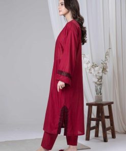 1 Pcs Maroon Cotton Lawn Kaftan Mb-Ef2485Mn 12 Mbef 2485Maroonf Imanistudio.com